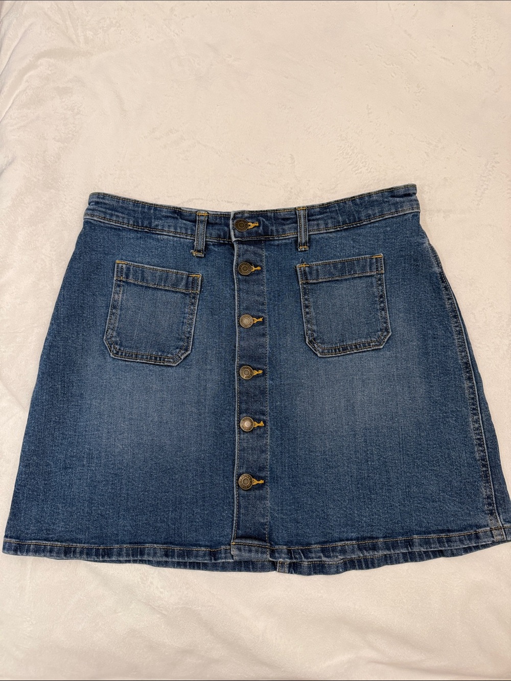 GAP Button-Front stretch Denim Mini Skirt - Blue